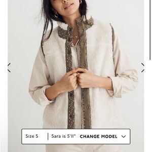 Madewell White and Olive Vest